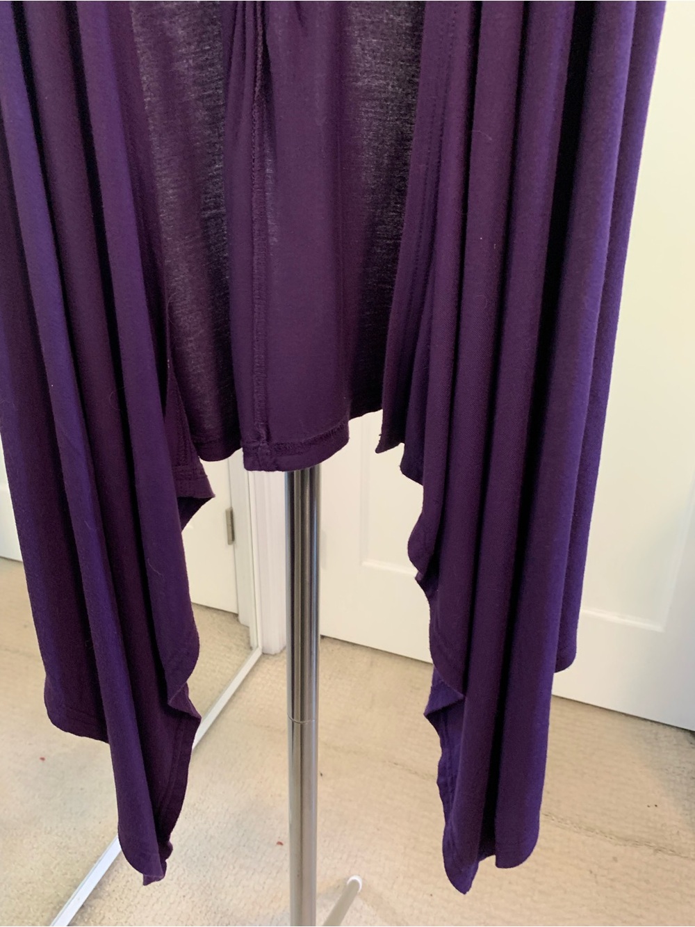 Sleeveless Draped Crochet-Back Vest in Deep Purple Women’s Large Asymmetrical - Picture 4 of 16